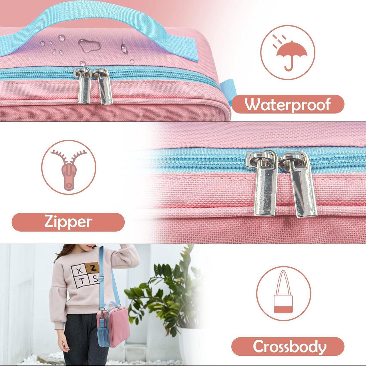 Alt view image 2 of 5 - Portable Carrying Case for YOTO Mini - Travel Case Compatible with Yoto Mini Audio Music Player, Headphone, Cards, Small Storage Bag with Handle and Shoulder Strap, Pink (Case Only)