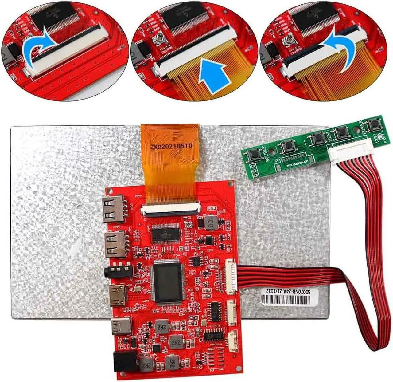 Alt view image 2 of 5 - FanyiTek 7 inch 1024x600 300nit TFT IPS LCD Screen 50 pins and Type C 2USB Mini HDMI Controller Board,for DIY RPI Monitor/Sub Display Using