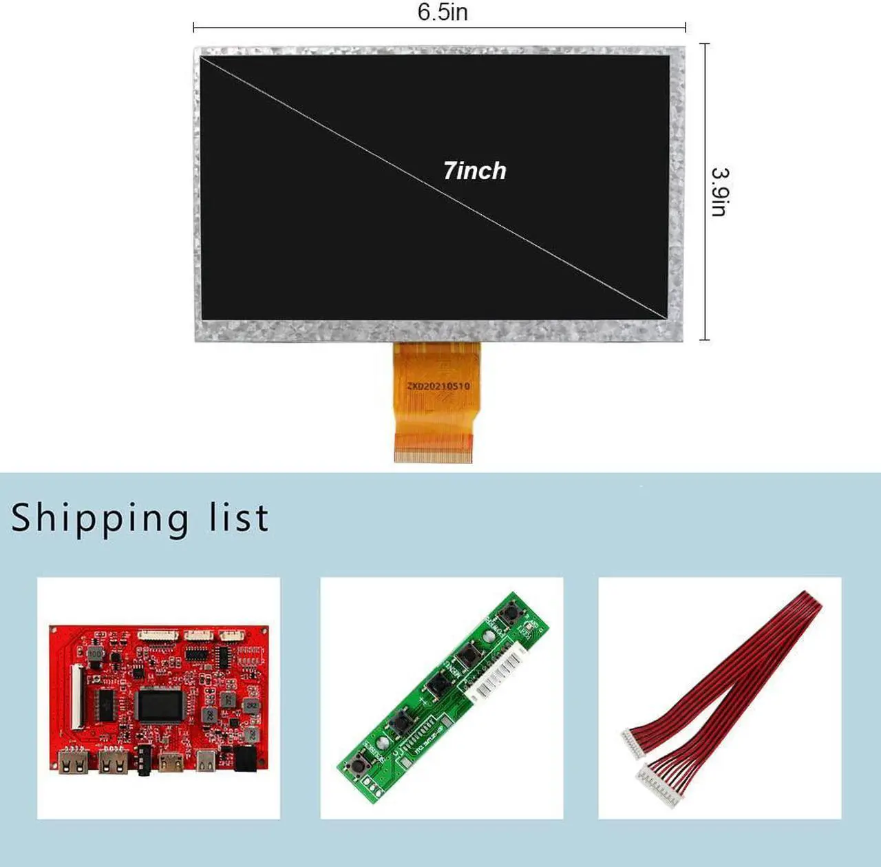 Alt view image 5 of 5 - FanyiTek 7 inch 1024x600 300nit TFT IPS LCD Screen 50 pins and Type C 2USB Mini HDMI Controller Board,for DIY RPI Monitor/Sub Display Using