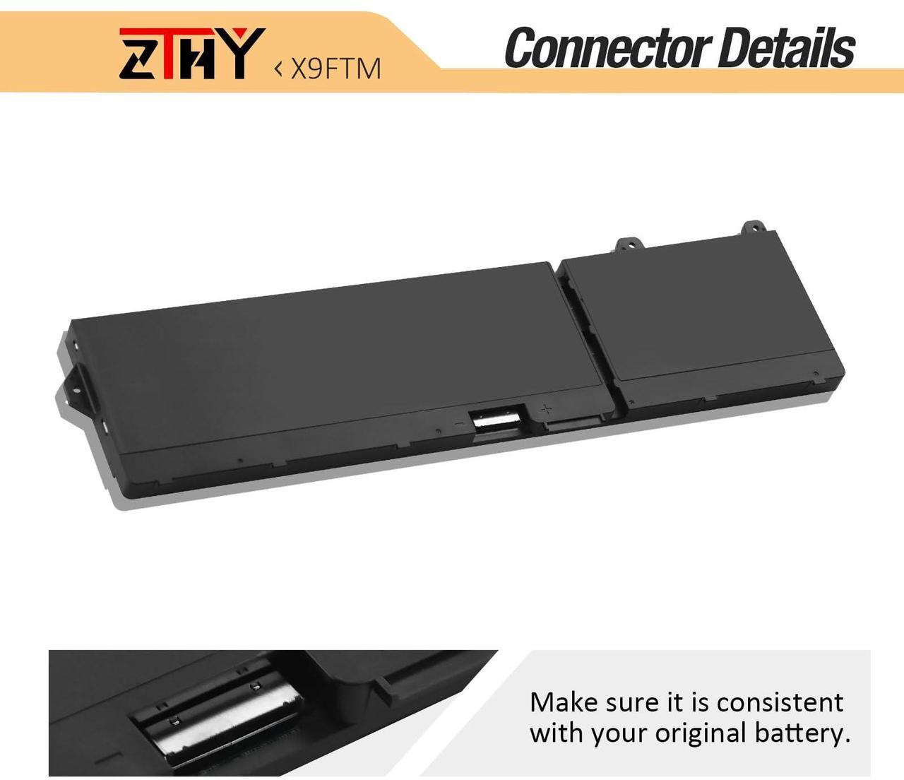 Alt view image 4 of 5 - X9FTM RCVVT Laptop Battery Replacement for Dell Precision 7770 7670 7780 7680 Series P114F P114F001 P114F002 P115F P115F001 P115F002 05JMD8 5JMD8 0965V4 965V4 0NWDC0 0X26RT X26RT 11.55V 93Wh 6-Cell
