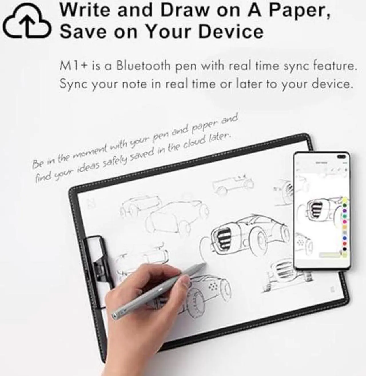 Alt view image 2 of 5 - Neo Smartpen M1+ for Android, iPhone and Laptop | Digitize Handwriting | Bluetooth Real Time Sync, Handwriting to Text Transcription, Export to e-Mail and Document (Black)