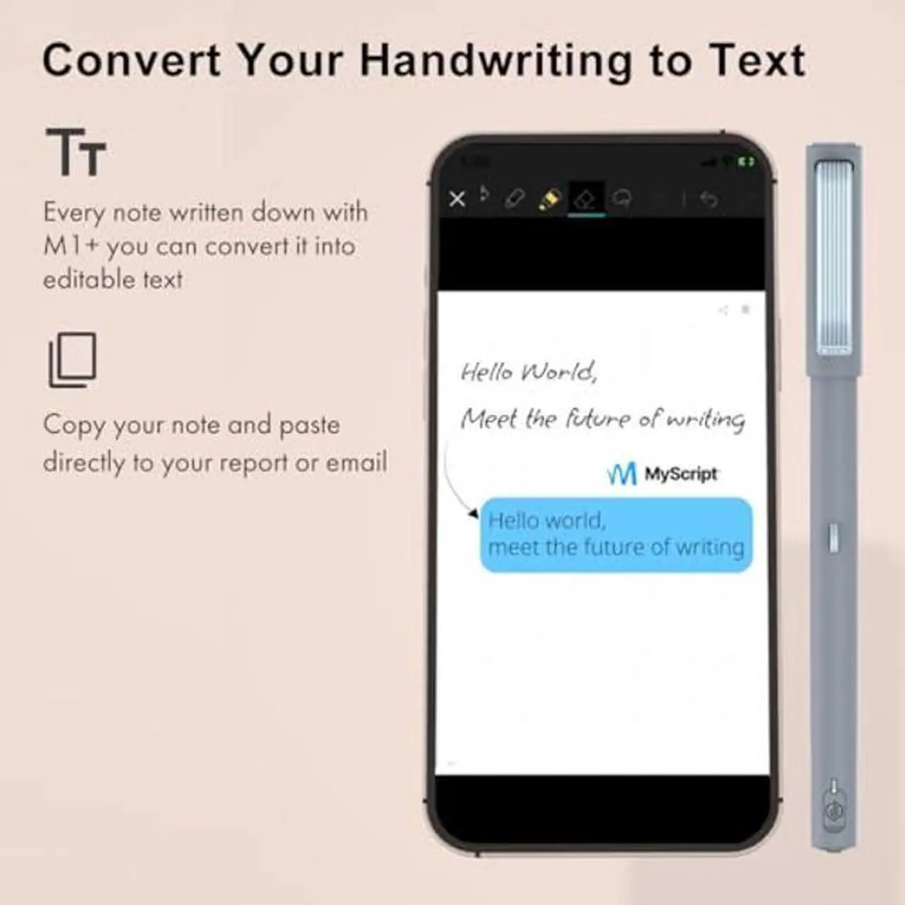 Alt view image 3 of 5 - Neo Smartpen M1+ for Android, iPhone and Laptop | Digitize Handwriting | Bluetooth Real Time Sync, Handwriting to Text Transcription, Export to e-Mail and Document (Black)