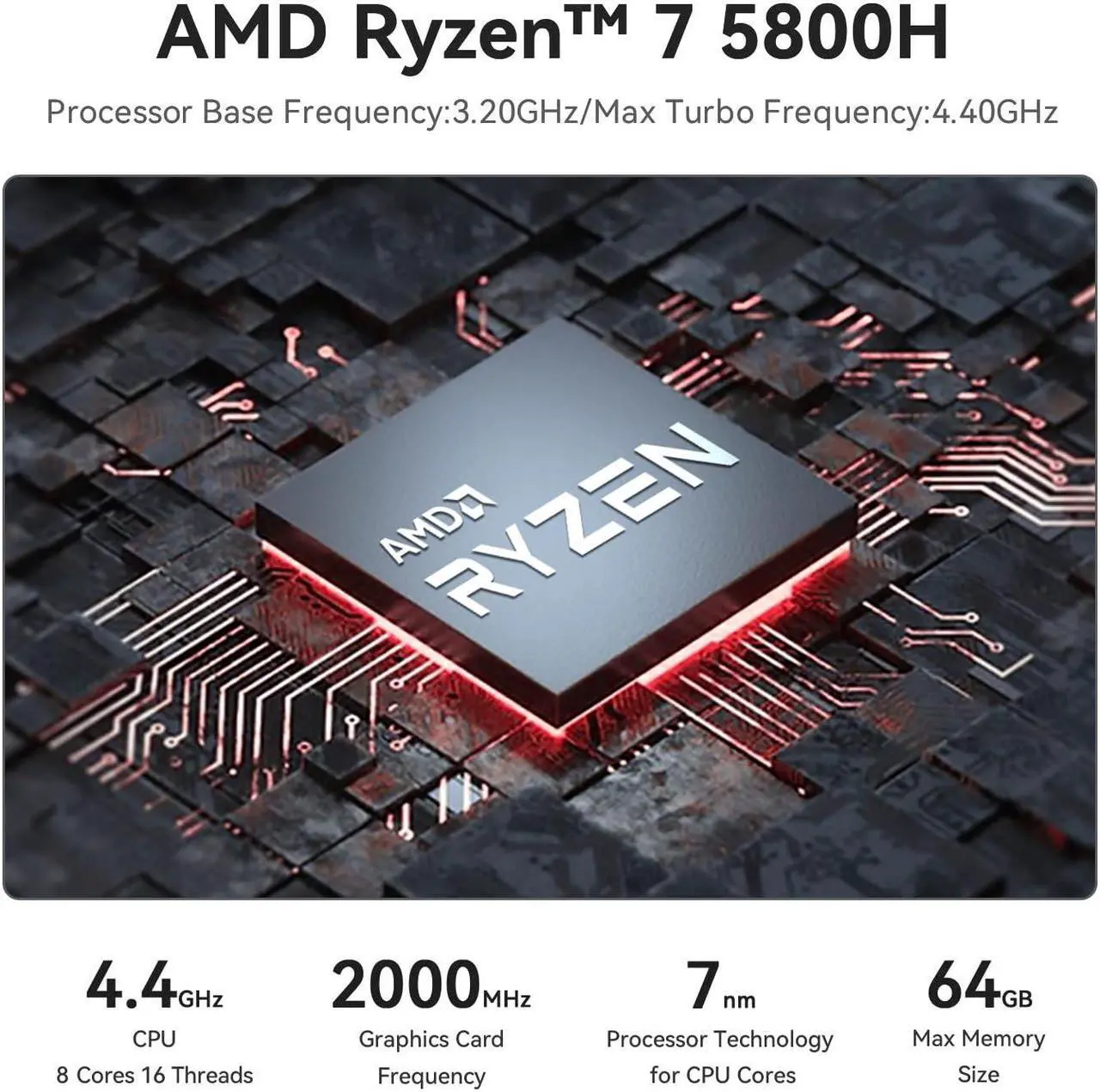 Alt view image 3 of 5 - Beelink SER5 Pro Mini Computers| Mini PC AMD Ryzen 7 5800H, 32GB DDR4 3200Mhz&500GB M.2 2280 NVMe SSD, Triple 4K UHD Display/WiFi 6/Buletooth 5.2/Gaming PC/GTA-V/Fall Guys/CS:GO