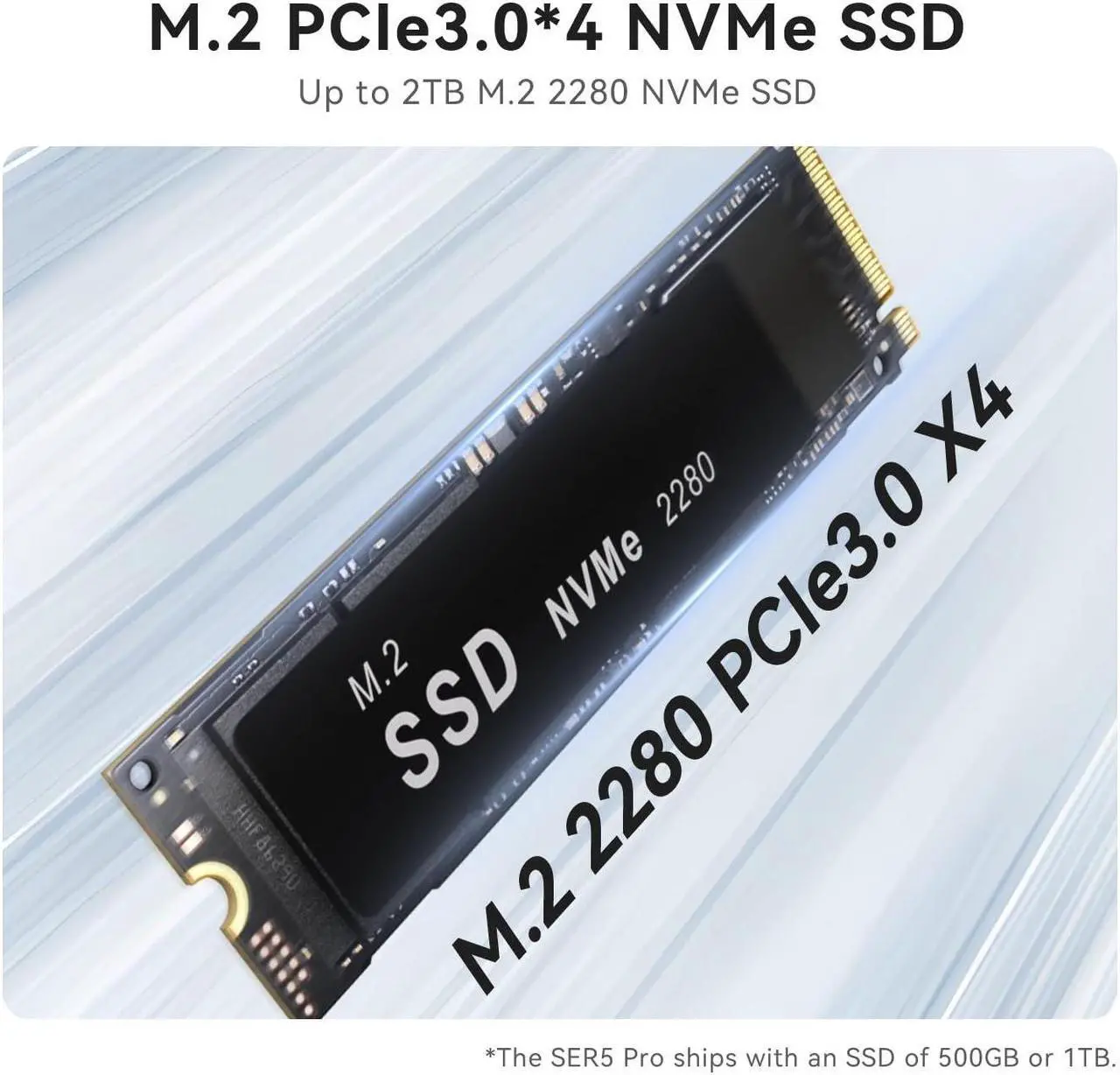 Alt view image 5 of 5 - Beelink SER5 Pro Mini Computers| Mini PC AMD Ryzen 7 5800H, 32GB DDR4 3200Mhz&500GB M.2 2280 NVMe SSD, Triple 4K UHD Display/WiFi 6/Buletooth 5.2/Gaming PC/GTA-V/Fall Guys/CS:GO