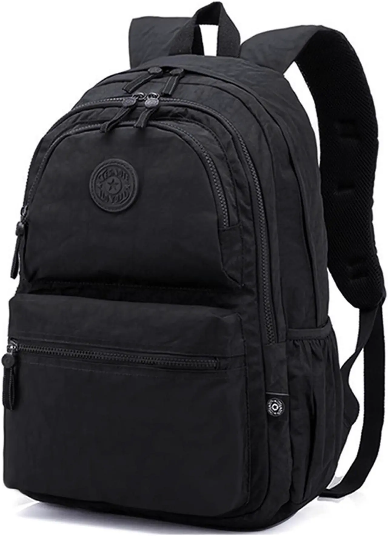 Main image of SKvoen Large Nylon Laptop Travel Backpacks Casual Lightweight Water Resistant Backpack for Men Women Hiking Camping Cycling Packback Daypack, Fits 15.6 Inch Laptop and Notebook - Black