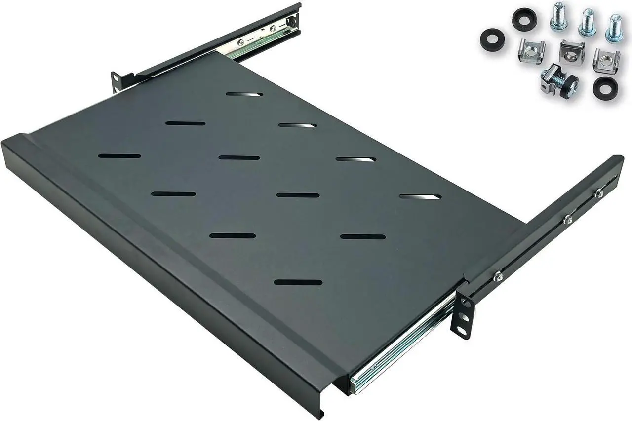 Alt view image 2 of 4 - Electriduct 1U Keyboard Tray - Universal 19" Rack Mount Sliding Shelf for Network Equipment Server Cabinet Enclosure with Mounting Hardware - 10.8" Deep