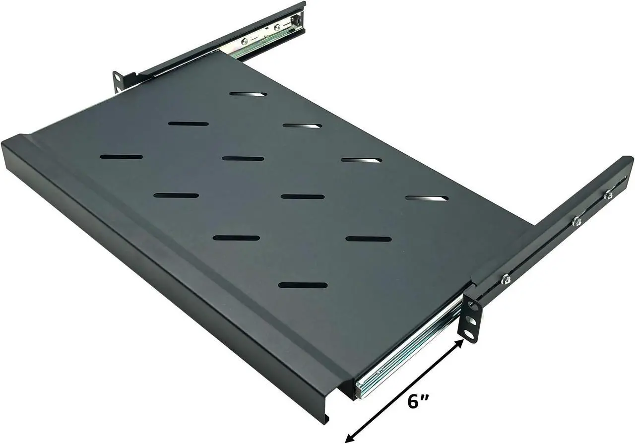 Alt view image 3 of 4 - Electriduct 1U Keyboard Tray - Universal 19" Rack Mount Sliding Shelf for Network Equipment Server Cabinet Enclosure with Mounting Hardware - 10.8" Deep