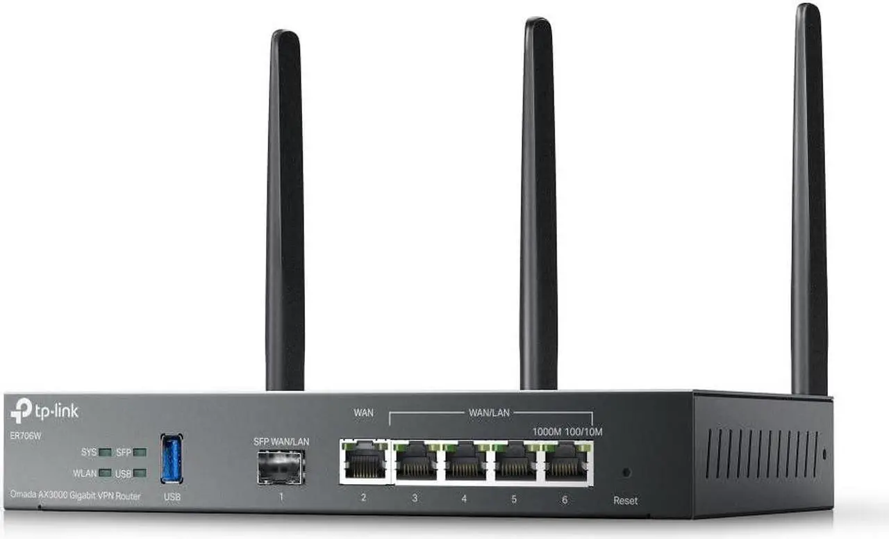 Main image of TP-Link ER706W | Omada 6 Port Wireless VPN Router | AX3000 Dual Band Wi-Fi 6 | Up to 5 Gigabit WAN Ports | Support Mobile Broadband | Detachable Antenna | Omada SDN Integrated | Lightning Protection