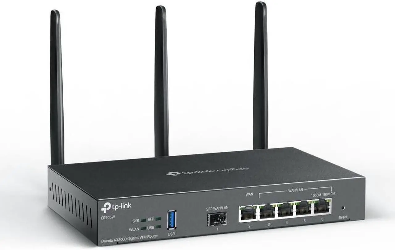 Alt view image 2 of 5 - TP-Link ER706W | Omada 6 Port Wireless VPN Router | AX3000 Dual Band Wi-Fi 6 | Up to 5 Gigabit WAN Ports | Support Mobile Broadband | Detachable Antenna | Omada SDN Integrated | Lightning Protection