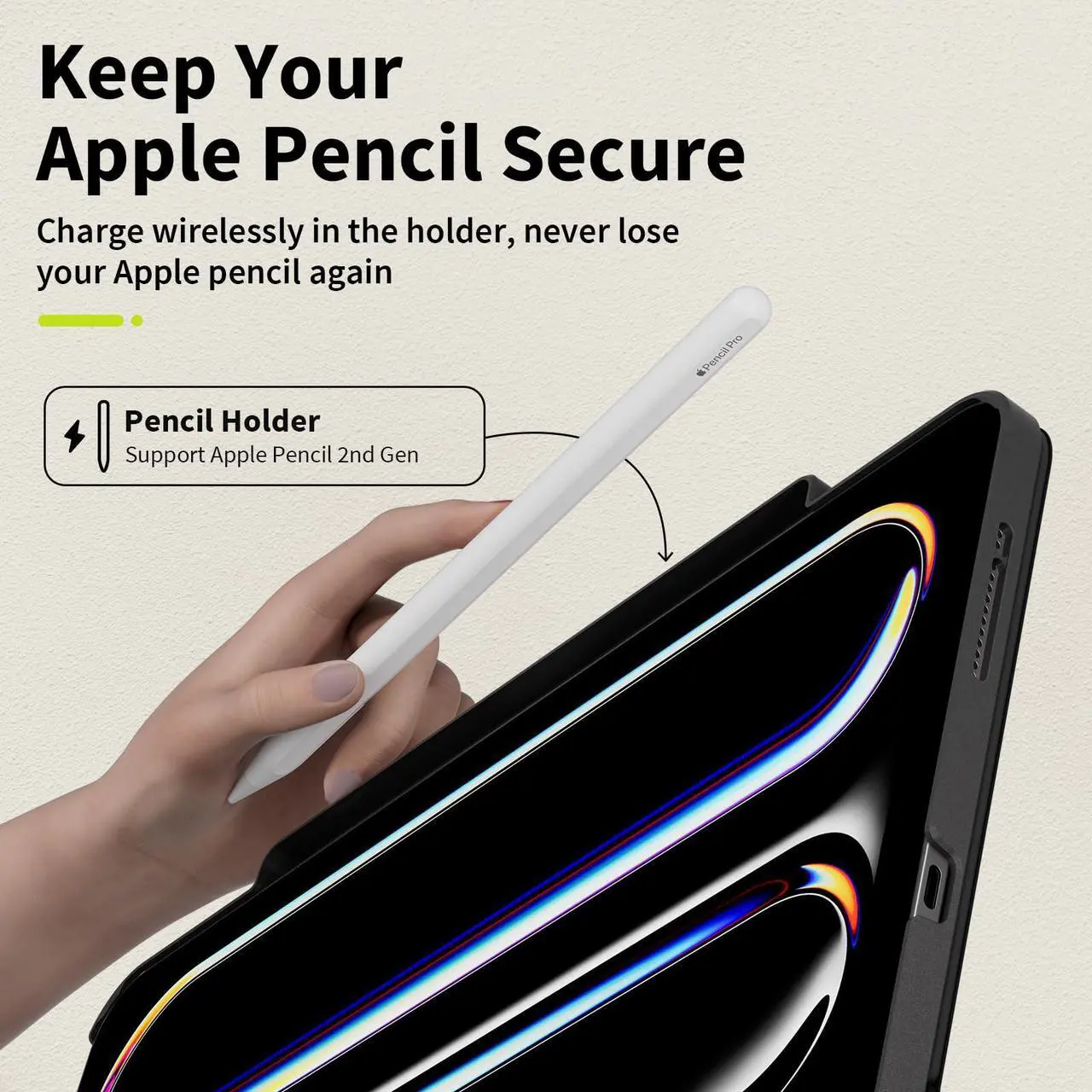 Alt view image 5 of 5 - SwitchEasy CoverBuddy Lite for 2024 iPad Air 13" - Case Compatible with Magic Keyboard for iPad Air (M2), with Apple Pencil Pro Pencil Holder - White
