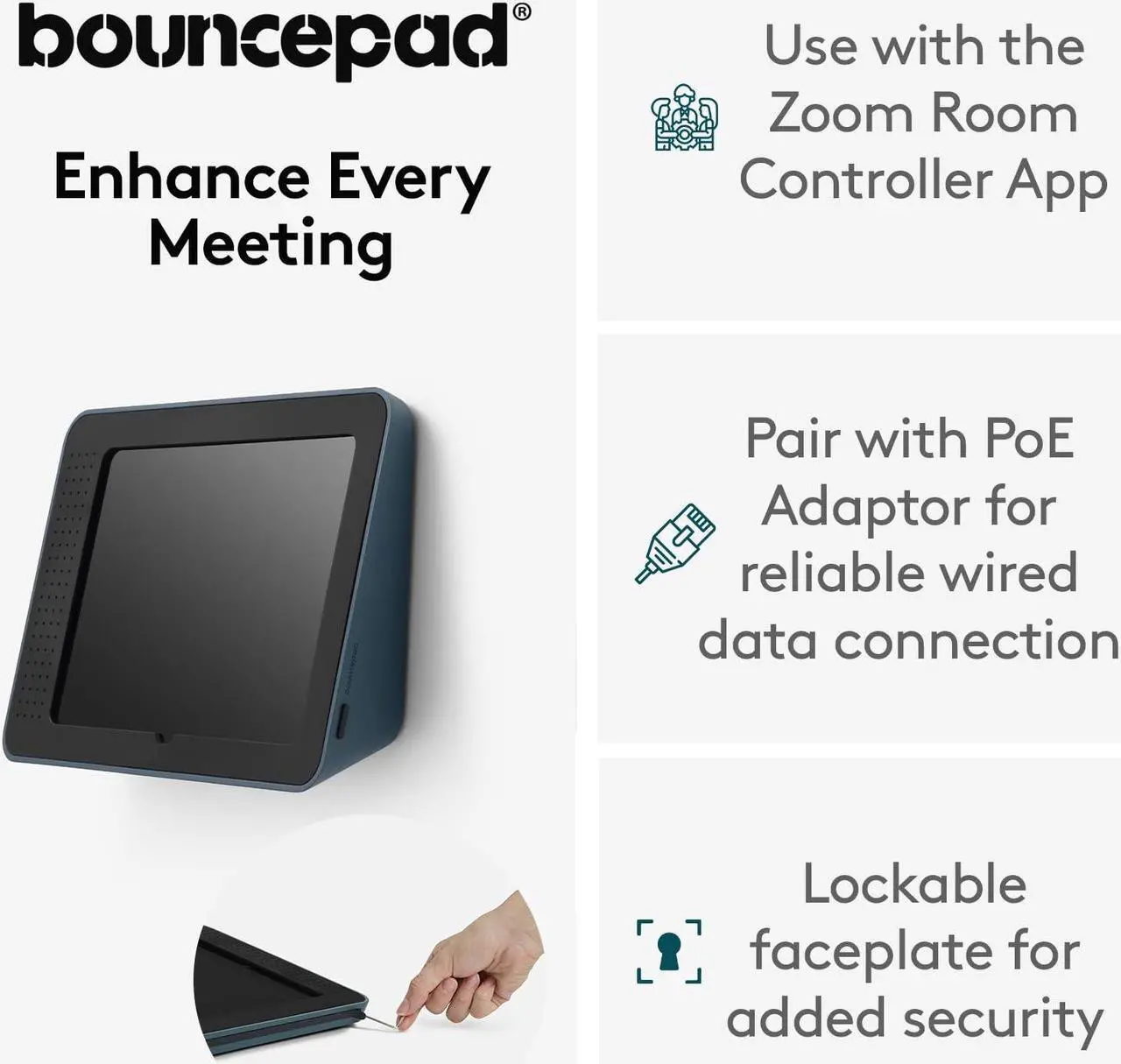 Alt view image 4 of 5 - Bouncepad Link iPad POS Stand | iPad Stand for Business | iPad Kiosk Stand for Meeting Room Management | iPad Table Mount Tablet Kiosk | iPad Register Stand | iPad 7th, 8th & 9th Gen 10.2 | Black