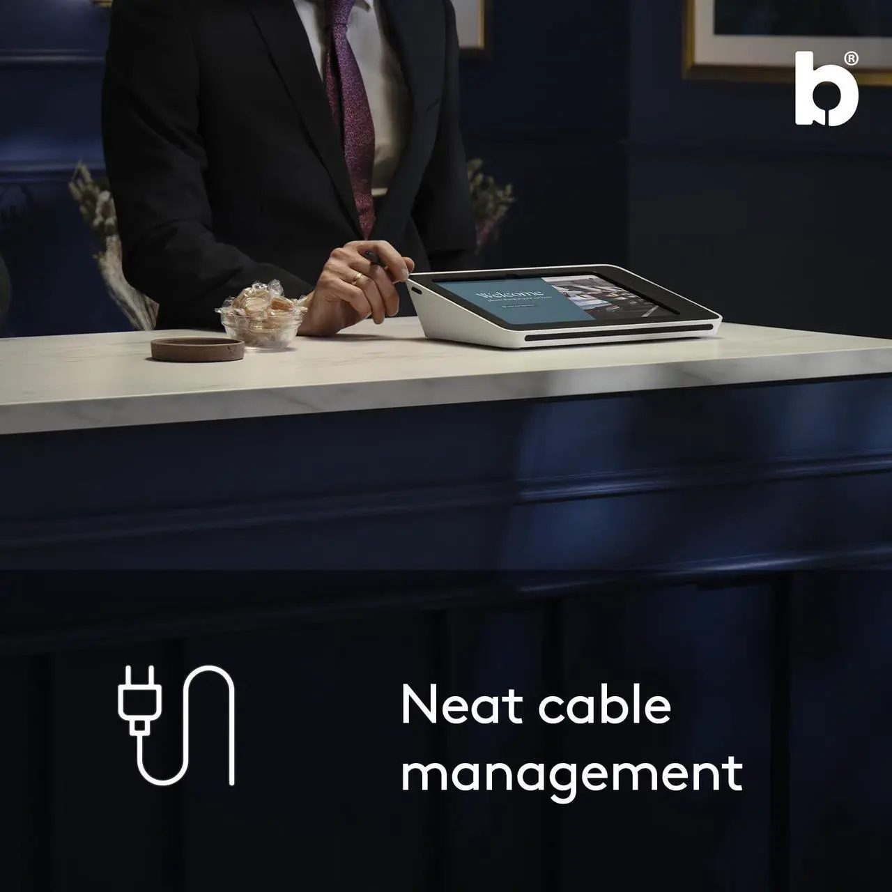Alt view image 5 of 5 - Bouncepad Link iPad POS Stand | iPad Stand for Business | iPad Kiosk Stand for Meeting Room Management | iPad Table Mount Tablet Kiosk | iPad Register Stand | iPad 7th, 8th & 9th Gen 10.2 | Black