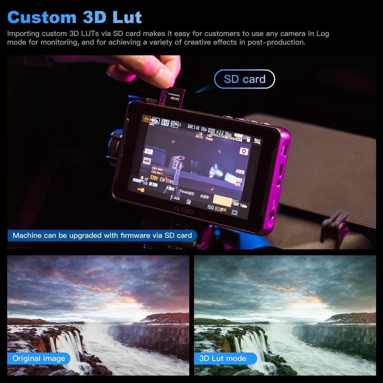 Alt view image 4 of 5 - VILTROX DC 550 5.5" Camera Field Monitor for DSLR Touchscreen Camera Monitor 4K with Sunshade Hood Video Monitors for Sony Canon Nikon 3D LUT HDR 4K HDMI in and Out Exposure Focus Assist Waveform