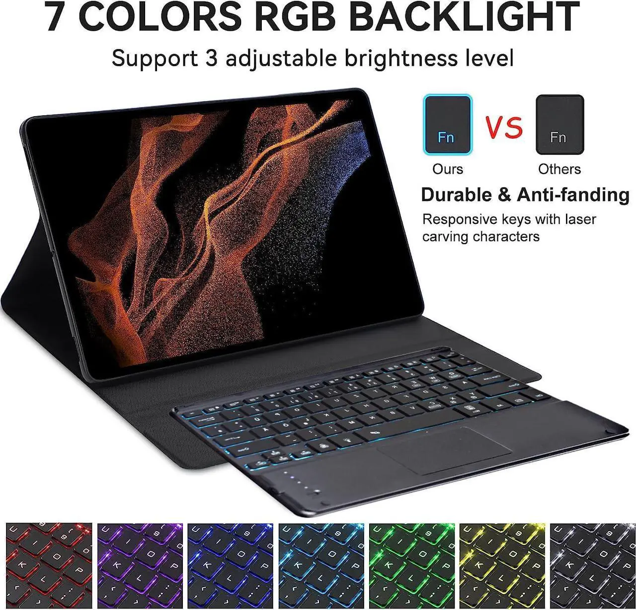 Alt view image 3 of 5 - Keyboard Case for Samsung Galaxy Tab S9 Ultra, (14.6 Inch, 2023 Release) SM-X910/X916B/X918U, S9 Ultra Keyboard - Backlit Magnetic Detachable Keyboard