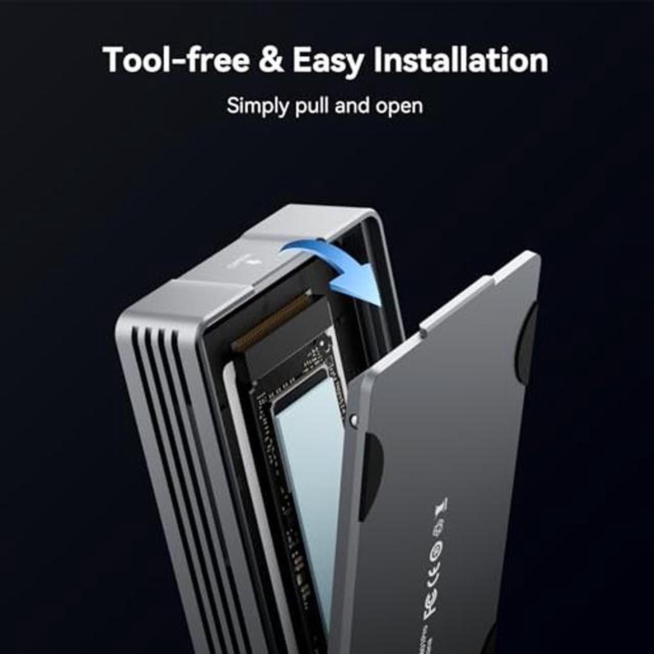 Alt view image 4 of 5 - 40Gbps M.2 NVMe SSD Enclosure with Fan USB4 M.2 NVMe Enclosure for PCIe 2280 M-Key (B+M Key), USB C Enclosure Compatible for Thunderbolt 3/4, Aluminum Alloy Enclosure, up to 2700 MB/s