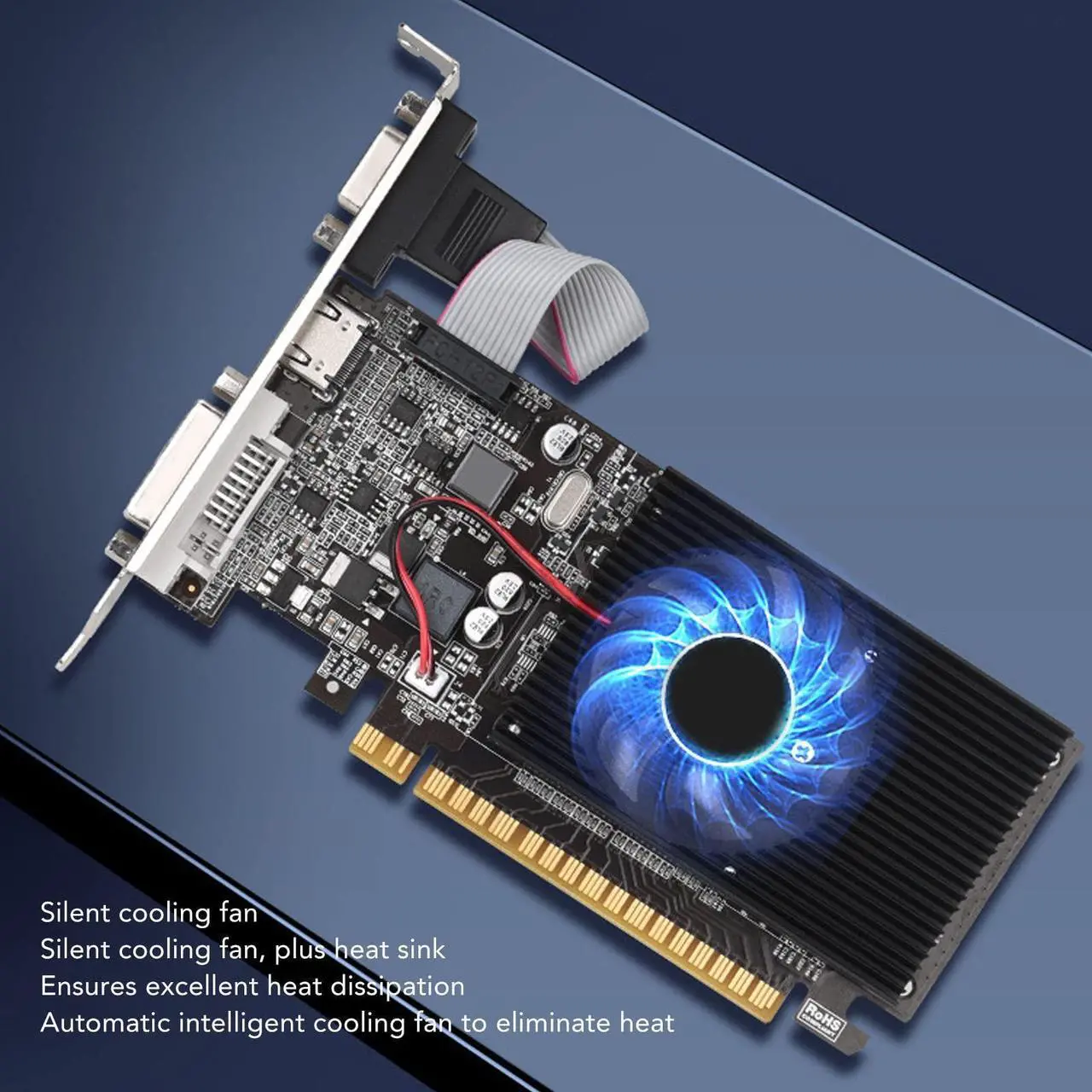Alt view image 3 of 5 - GT610 1GB Discrete Graphics Card, PC Desktop 64 Bit Graphics Card with HDMI VGA DVI Port, PCI Express X16 2.0 Fast Cooling 64 Bit Graphics Card for Desktop PC