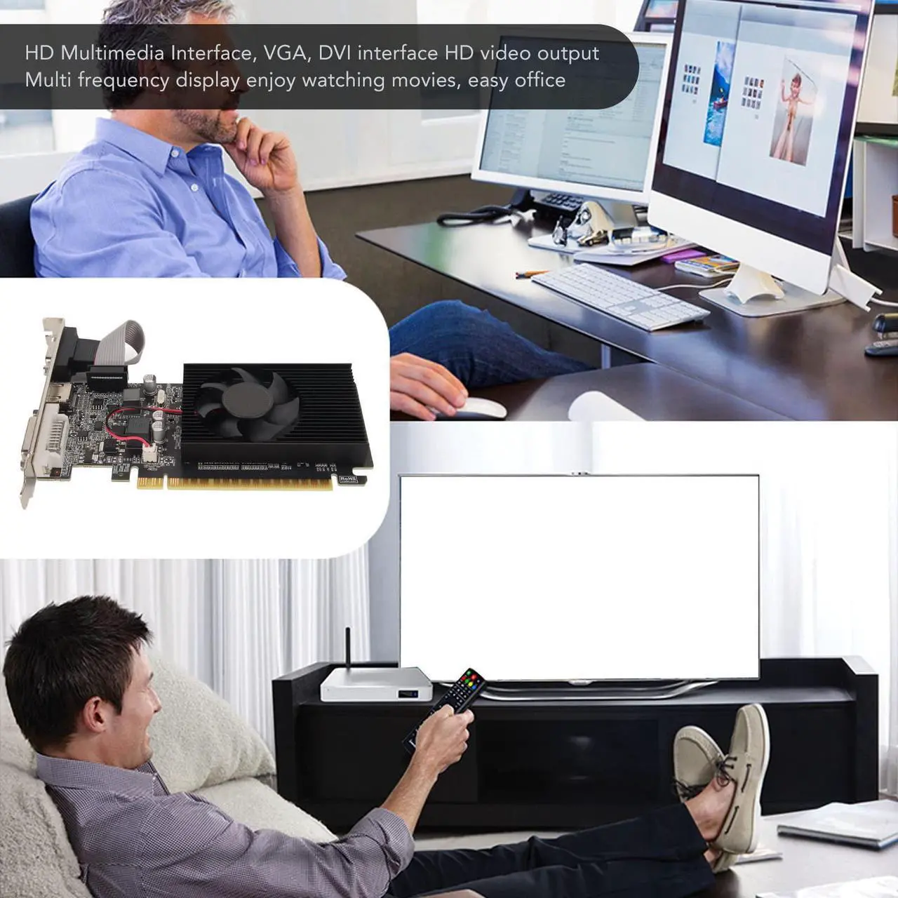 Alt view image 5 of 5 - GT610 1GB Discrete Graphics Card, PC Desktop 64 Bit Graphics Card with HDMI VGA DVI Port, PCI Express X16 2.0 Fast Cooling 64 Bit Graphics Card for Desktop PC