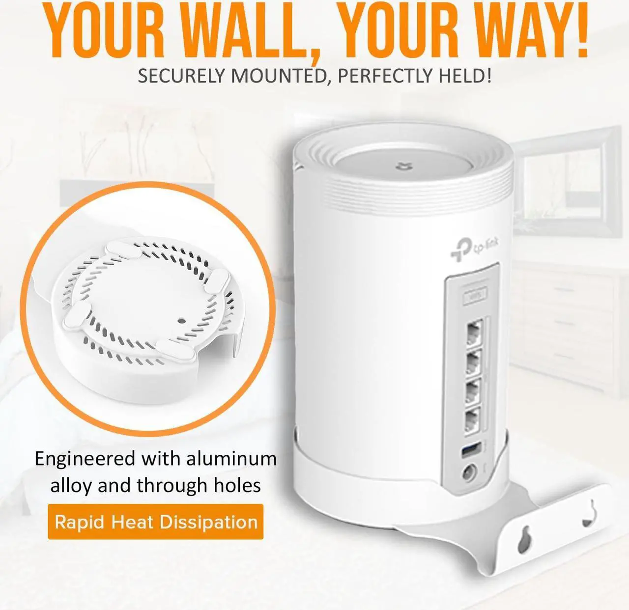 Alt view image 4 of 5 - Bangcheer Wall Mount for TP-Link Deco BE75/BE85/BE95/BE17000/BE22000/BE33000 Whole Home Mesh WiFi 7, Upgrade Stable Saving Space Aluminum Alloy Wall Hanging Bracket Holder (3Pack,White)