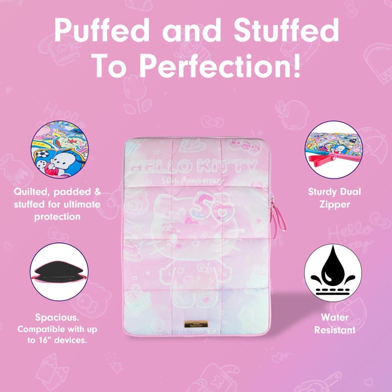 Alt view image 3 of 5 - Sonix x Sanrio | Puffy Laptop Sleeve | 15-16 Inch, Quilted Pillow Puffer Laptop Carrying Case, Computer Sleeve | Hello Kitty 50th Anniversary