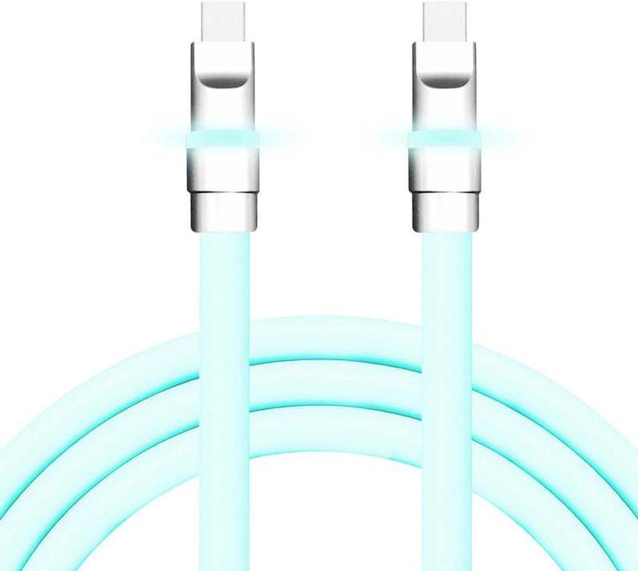 Main image of chubbycable Neon Chubby - Fast Charge Cable with Smart Light RGB Color Gradual Light Up LED USB Charging Cable, Light Blue, Type-C to Type-C, 19.6 FT