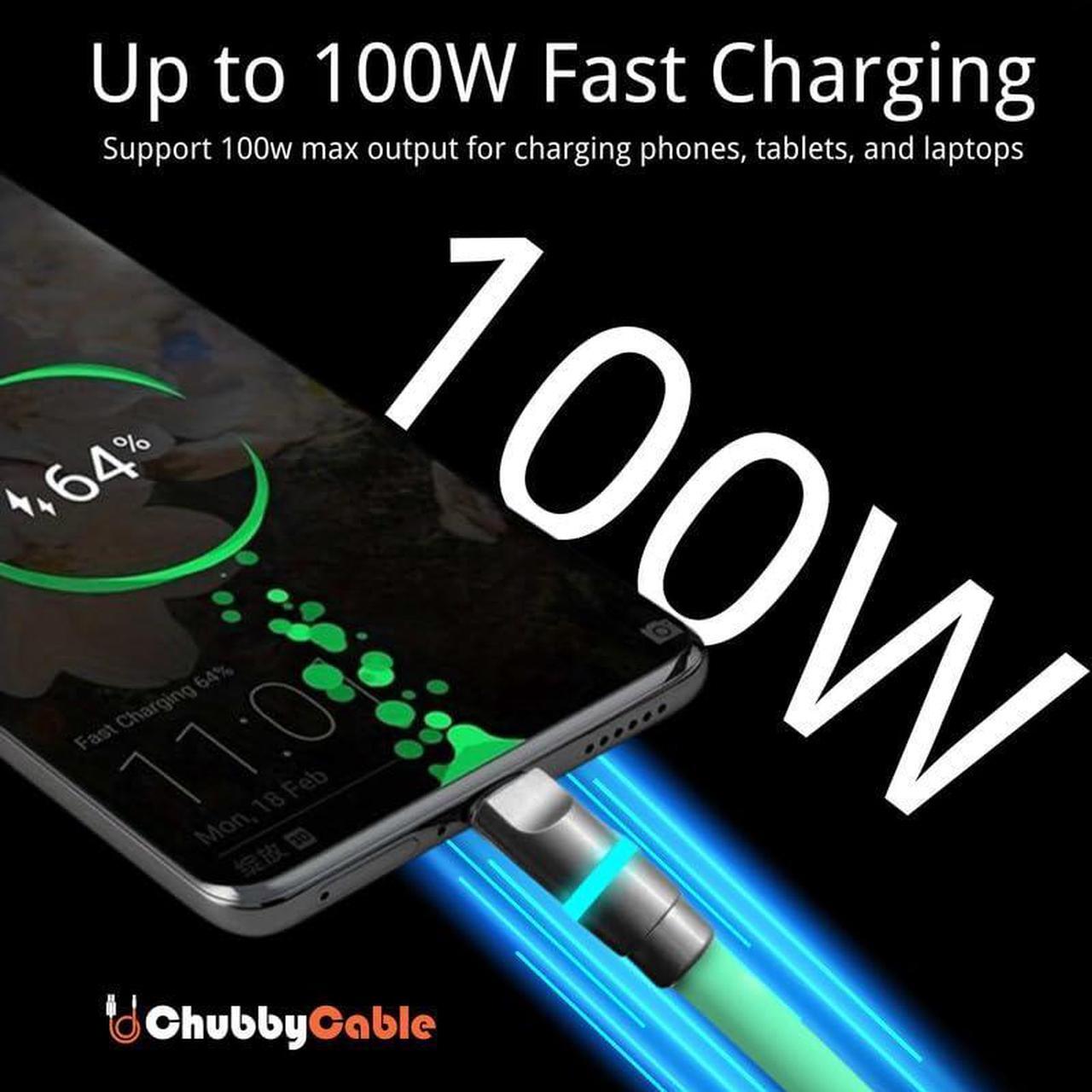 Alt view image 4 of 5 - chubbycable Neon Chubby - Fast Charge Cable with Smart Light RGB Color Gradual Light Up LED USB Charging Cable, Light Blue, Type-C to Type-C, 19.6 FT