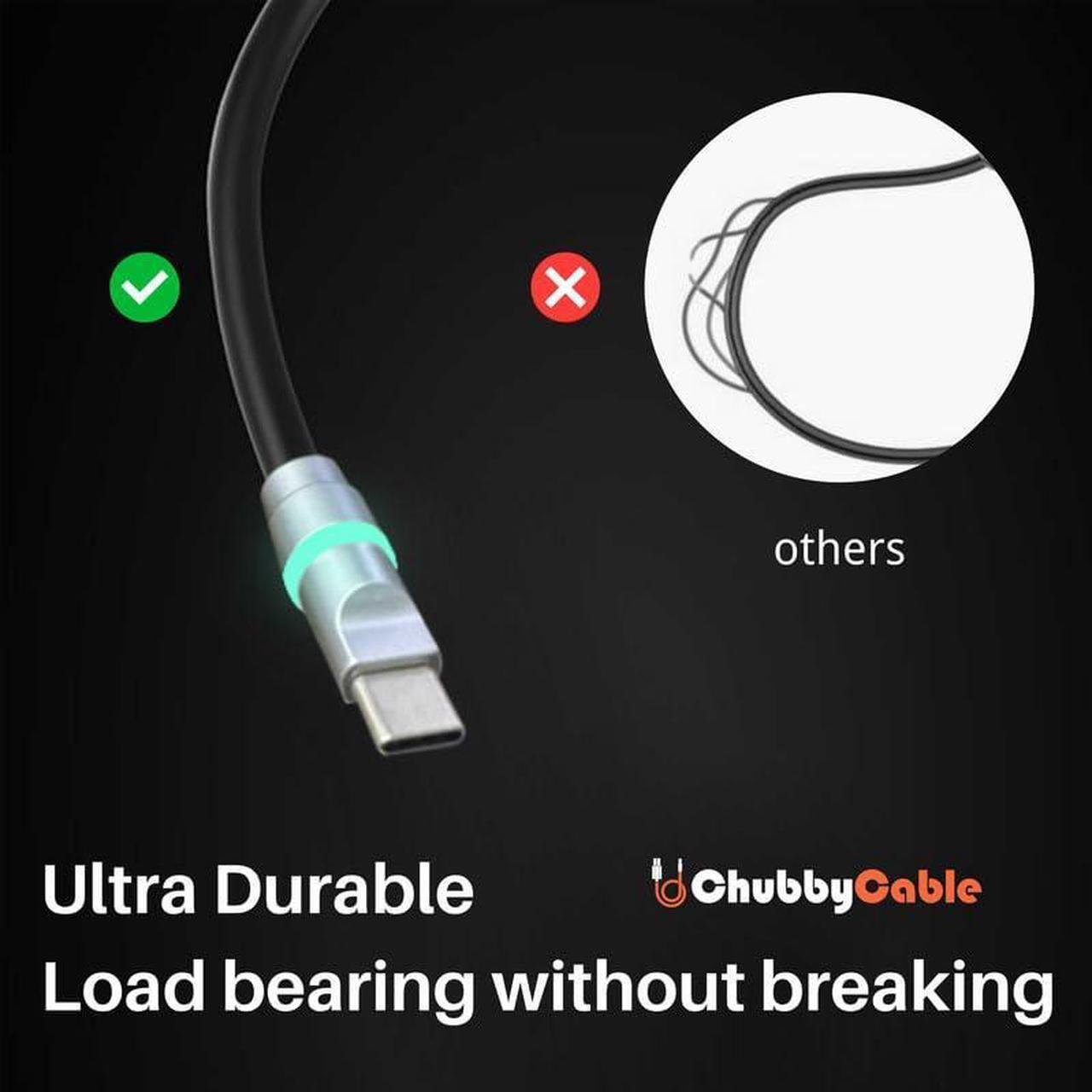 Alt view image 5 of 5 - chubbycable Neon Chubby - Fast Charge Cable with Smart Light RGB Color Gradual Light Up LED USB Charging Cable, Light Blue, Type-C to Type-C, 19.6 FT