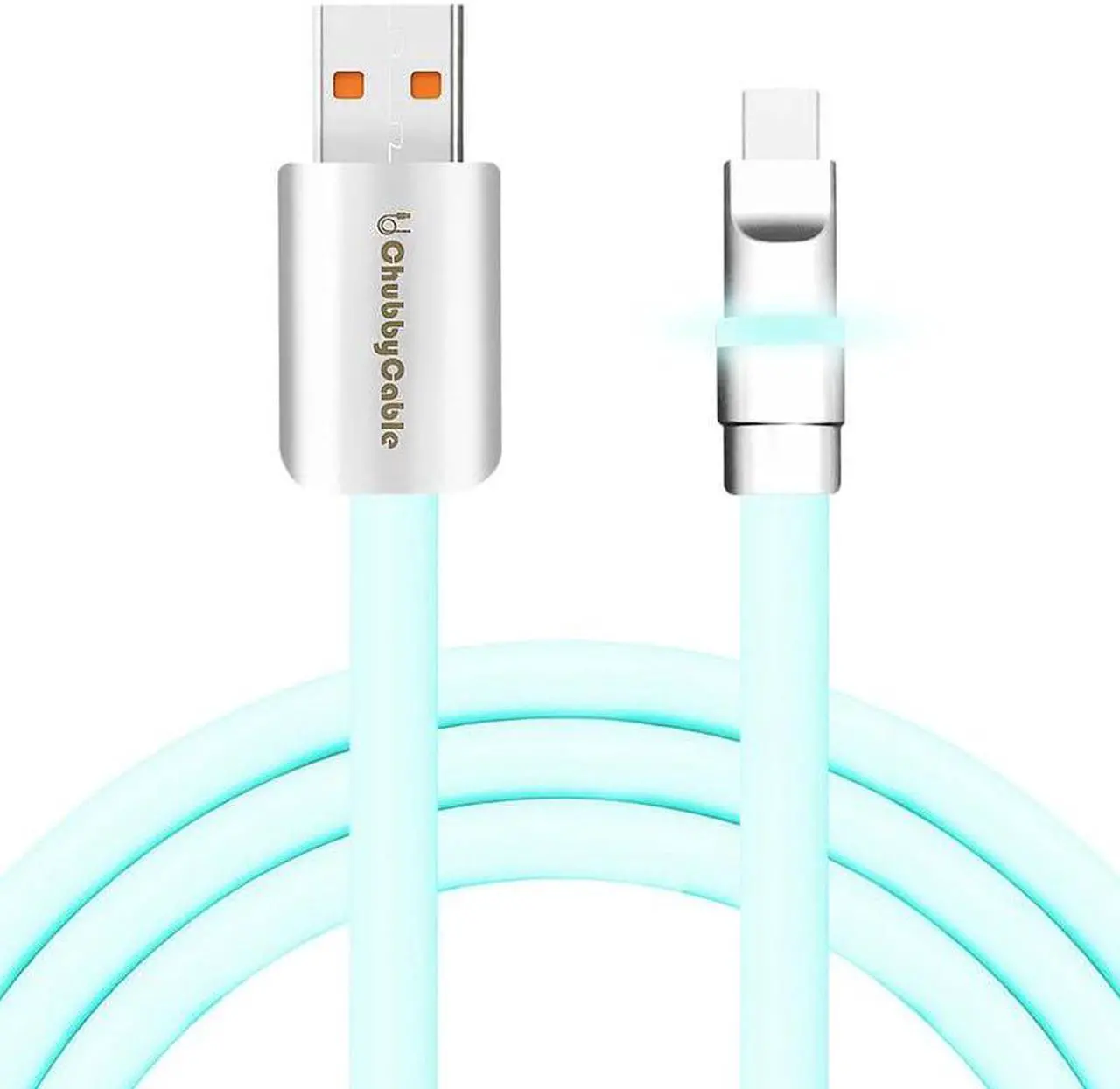 Main image of chubbycable Neon Chubby - Fast Charge Cable with Smart Light RGB Color Gradual Light Up LED USB Charging Cable, Light Blue, USB-A to Type-C, 6.6 FT