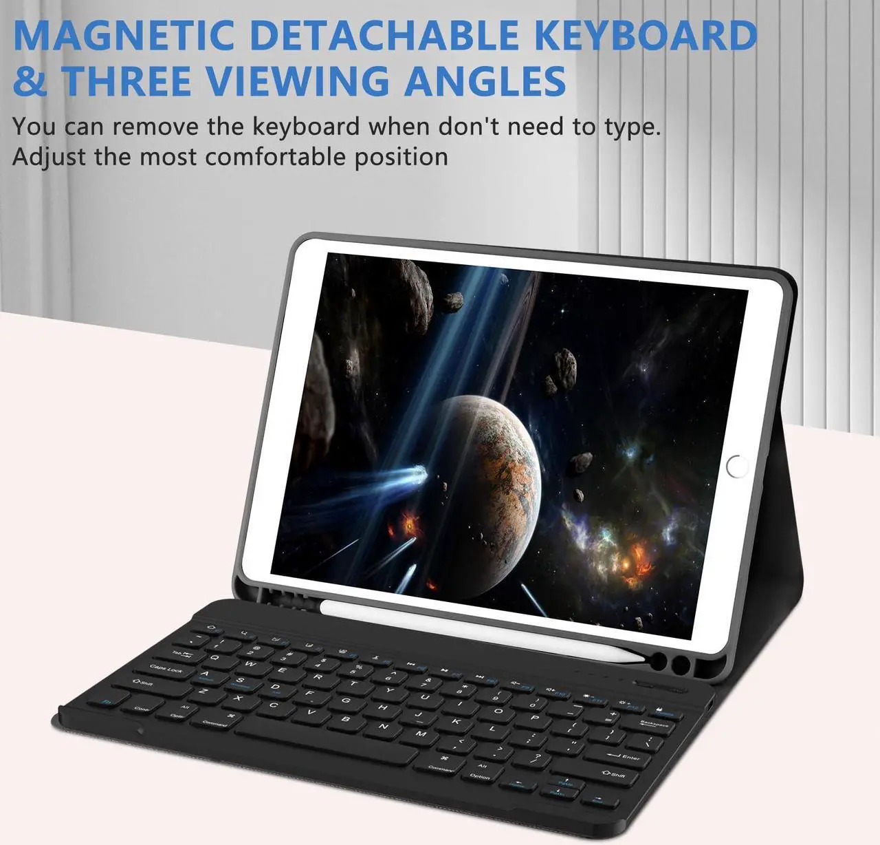 Alt view image 5 of 5 - for iPad 9th Gen 2021 Case with Keyboard, 10.2 inch, for iPad 8th/7th Gen/Air 3/Pro 10.5, Detachable Wireless Bluetooth Keyboard with Pencil Holder