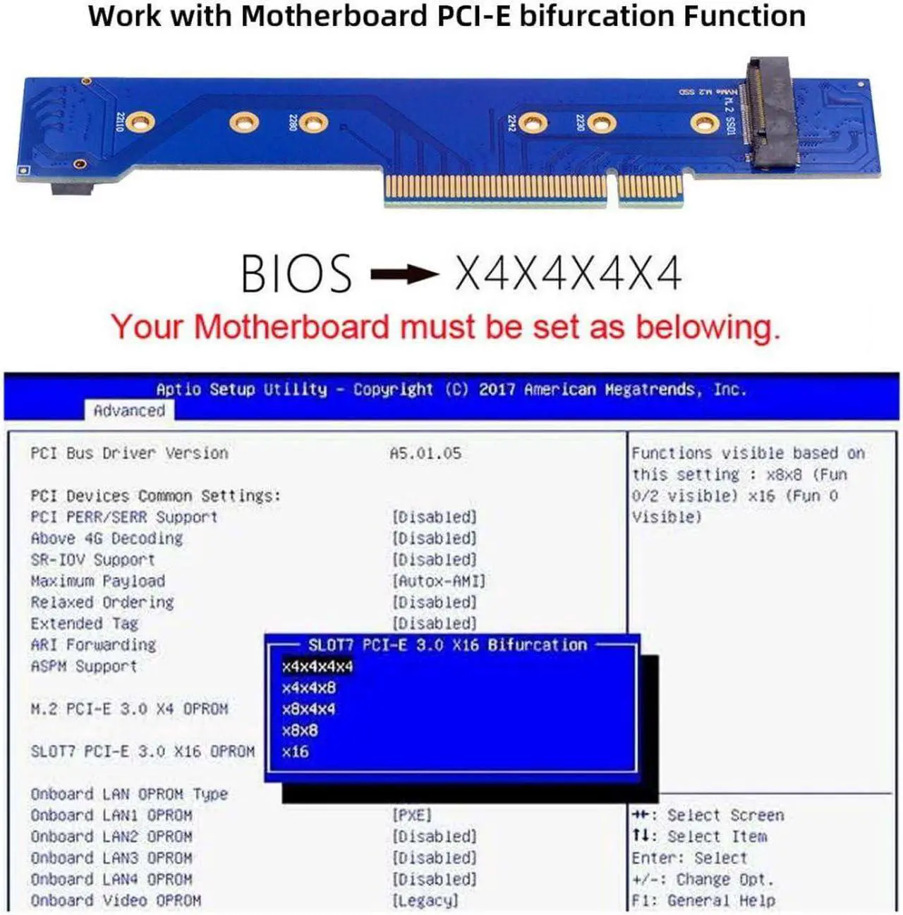 Alt view image 3 of 5 - chenyang M.2 NVME to PCIe 3.0/4.0 X8 Adapter Dual NVME/AHCI SSD to PCI Express Gen4 Expansion Card Adapter