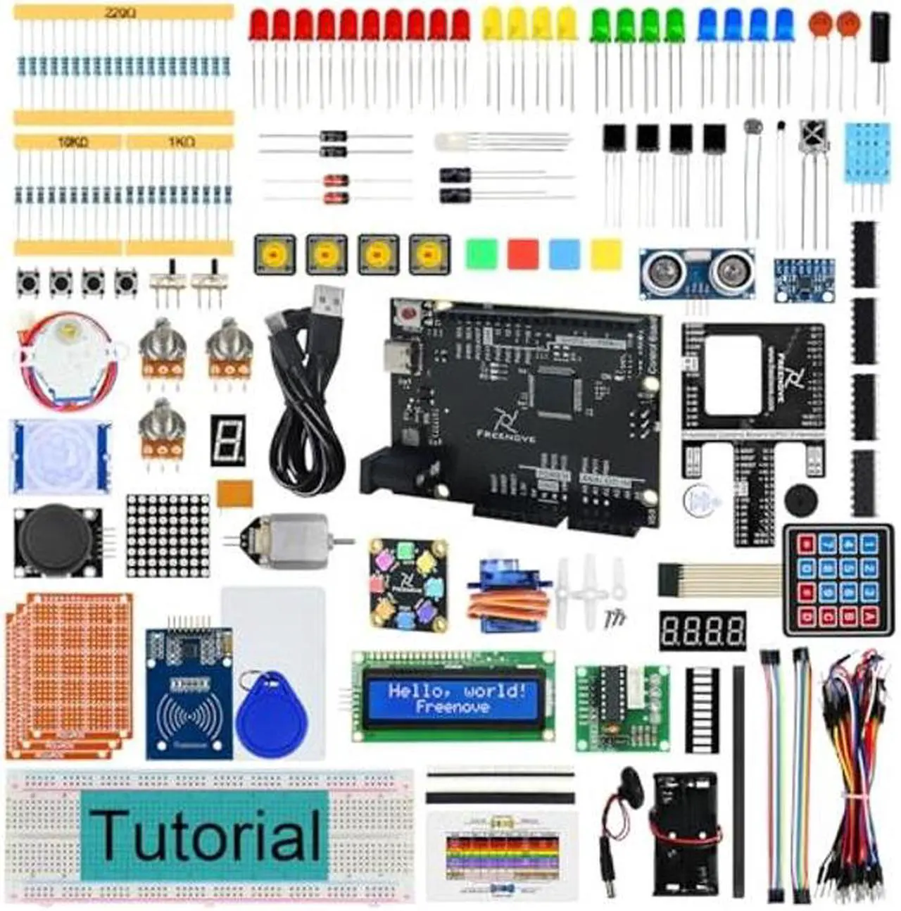 Main image of Freenove Ultimate Starter Kit with Board V5 Rev4 Mini (Compatible with Arduino IDE), Arm Cortex-M4 Microcontroller, 399-Page Detailed Tutorial, 220 Items, 78 Projects