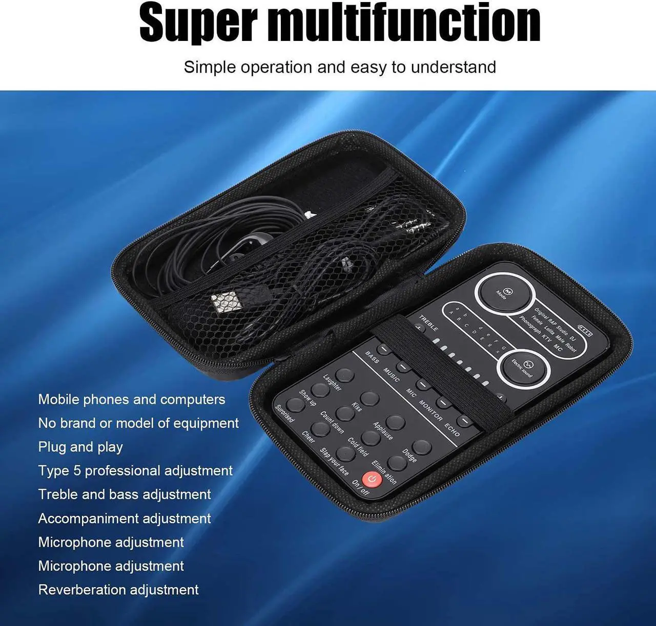 Alt view image 3 of 5 - Live Sound Card, USB External Karaoke Mixer with Sound Effects for Live Broadcast, K Songs, Recording, Voice Chatting (K9)