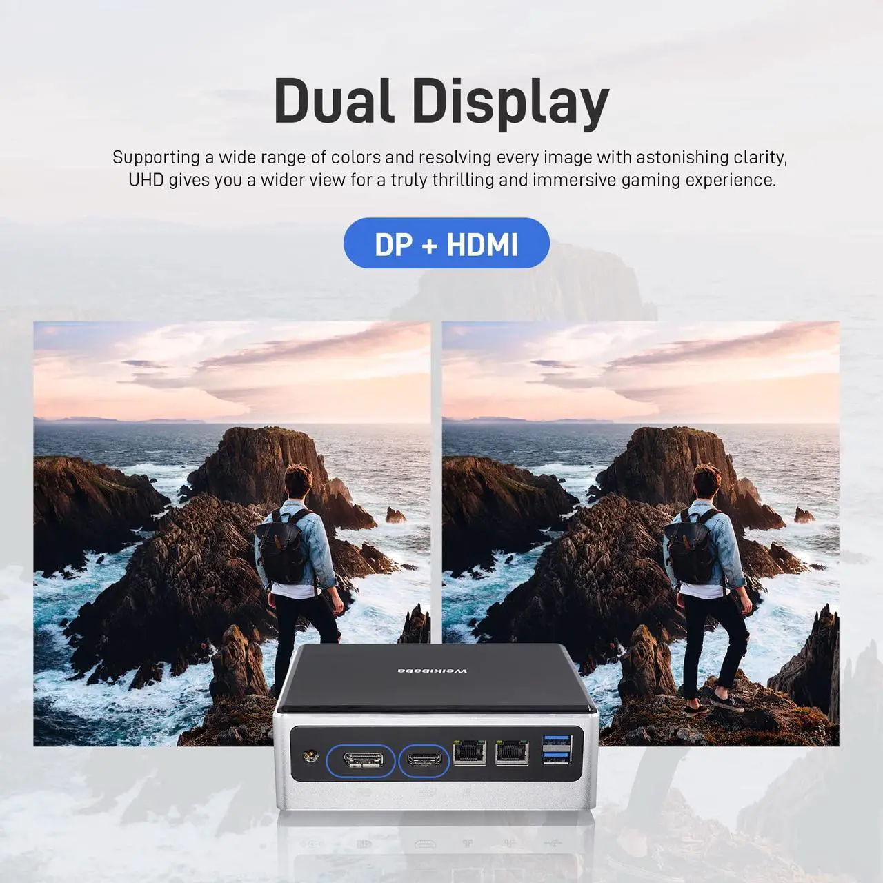 Alt view image 2 of 5 - Weikibaba Mini PC Windows 10 16GB DDR4 RAM 512GB SSD,Mini Computers Core i7 10510U,Micro PC HDMI DP 4K Type-C Dual Band WI-FI, BT 4.2 Cheap PC