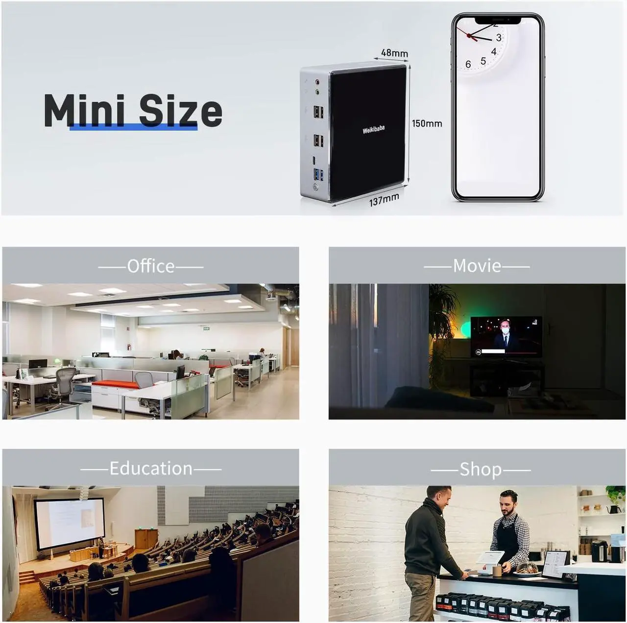 Alt view image 5 of 5 - Weikibaba Mini PC Windows 10 16GB DDR4 RAM 512GB SSD,Mini Computers Core i7 10510U,Micro PC HDMI DP 4K Type-C Dual Band WI-FI, BT 4.2 Cheap PC