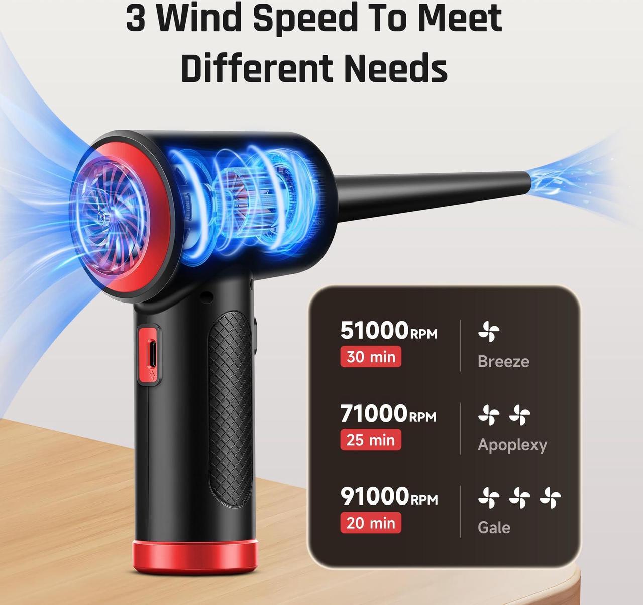 Alt view image 2 of 5 - Compressed Air - Cordless Electric Air Duster, Reusable Canned Air for Computers/Electronics/Keyboards/Blaster/Laptop Dust Spray Cleaner, Powerful Air Blower with Fast USB Charging-Replace Air Can