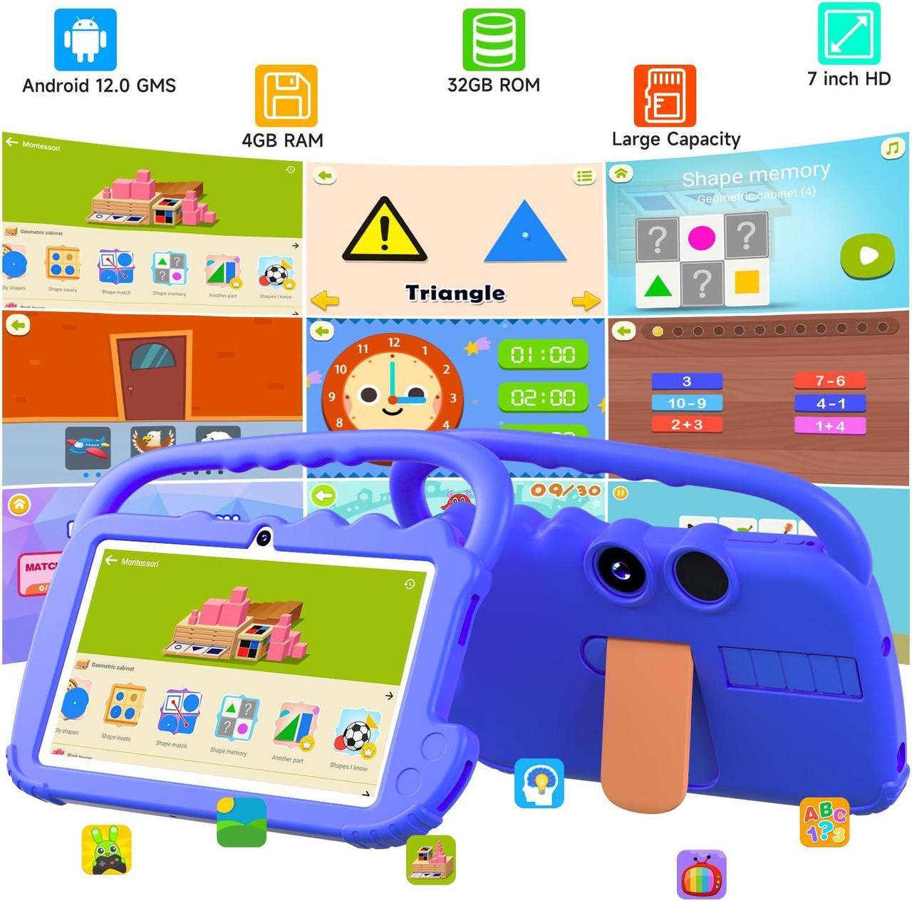 Alt view image 2 of 5 - PEICHENG Kids Tablet, 7inch 4 GB RAM | Android 12 | 32GB ROM | Bluetooth, IPS Screen, Parental Control, Dual Camera, Shockproof Case | Educational, Games, Blue Case