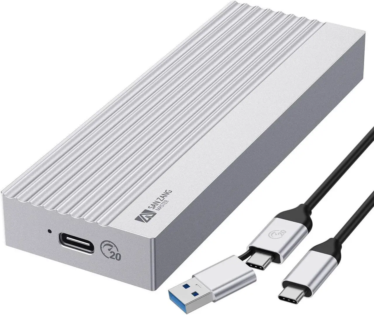 Main image of SAN ZANG MASTER M.2 NVMe SSD Enclosure Adapter, Aluminum 20Gbps USB C 3.2 Gen2x2 to NVME PCIe M-Key(B+M Key) Solid State Drive External Enclosure Support UASP Trim for 2230/2242/2260/2280