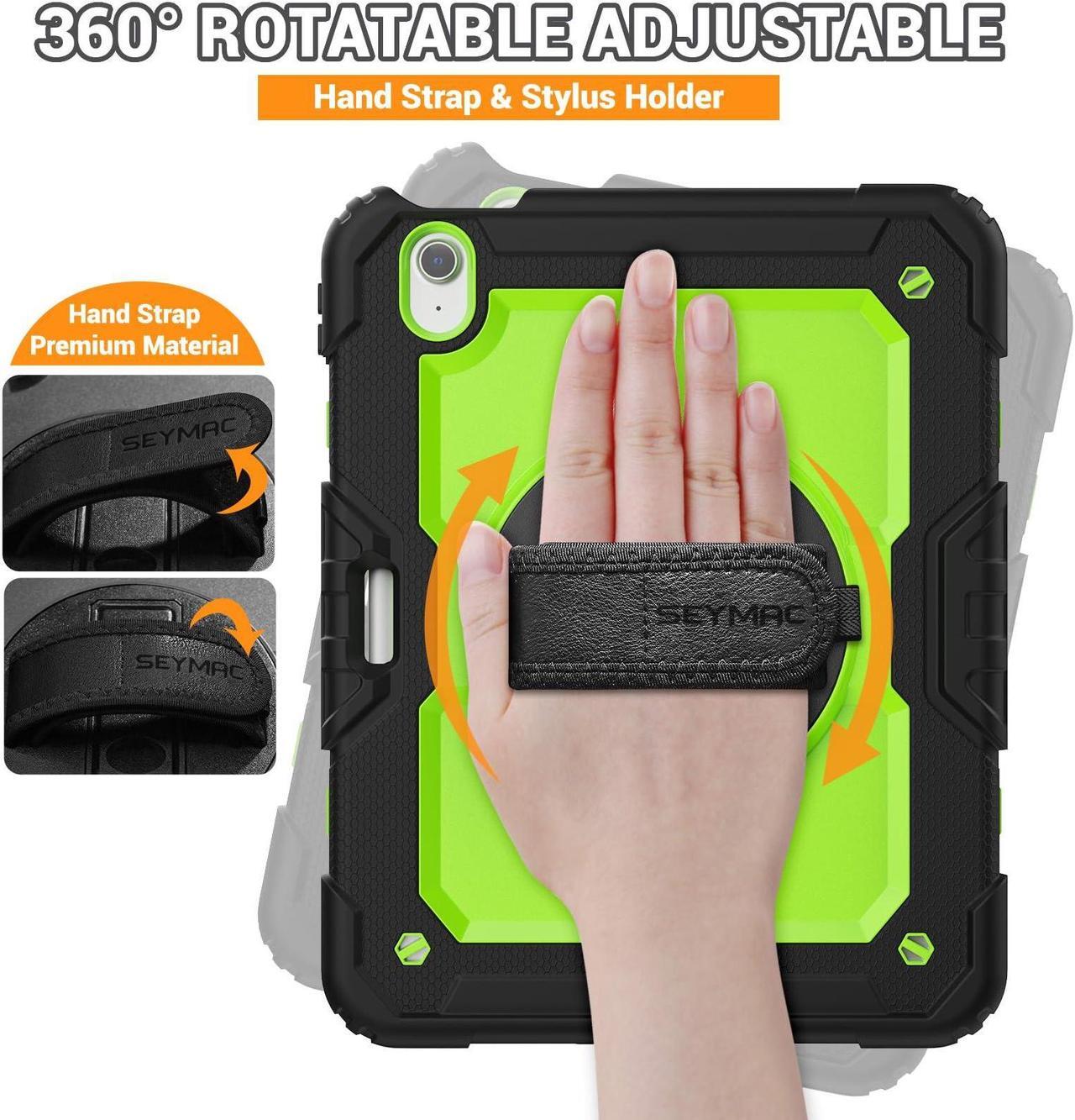 Alt view image 3 of 5 - SEYMAC for iPad Air 11 Inch Case 2024 M2 (Air 6th Generation Case), Heavy Duty Shockproof Protective Case with Screen Protector, Stand and Hand/Shoulder Strap for iPad Air 6th Generation, Green