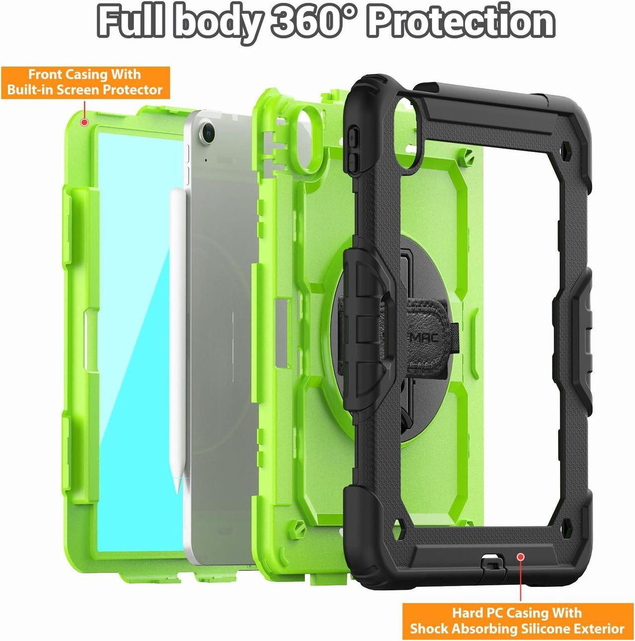 Alt view image 5 of 5 - SEYMAC for iPad Air 11 Inch Case 2024 M2 (Air 6th Generation Case), Heavy Duty Shockproof Protective Case with Screen Protector, Stand and Hand/Shoulder Strap for iPad Air 6th Generation, Green