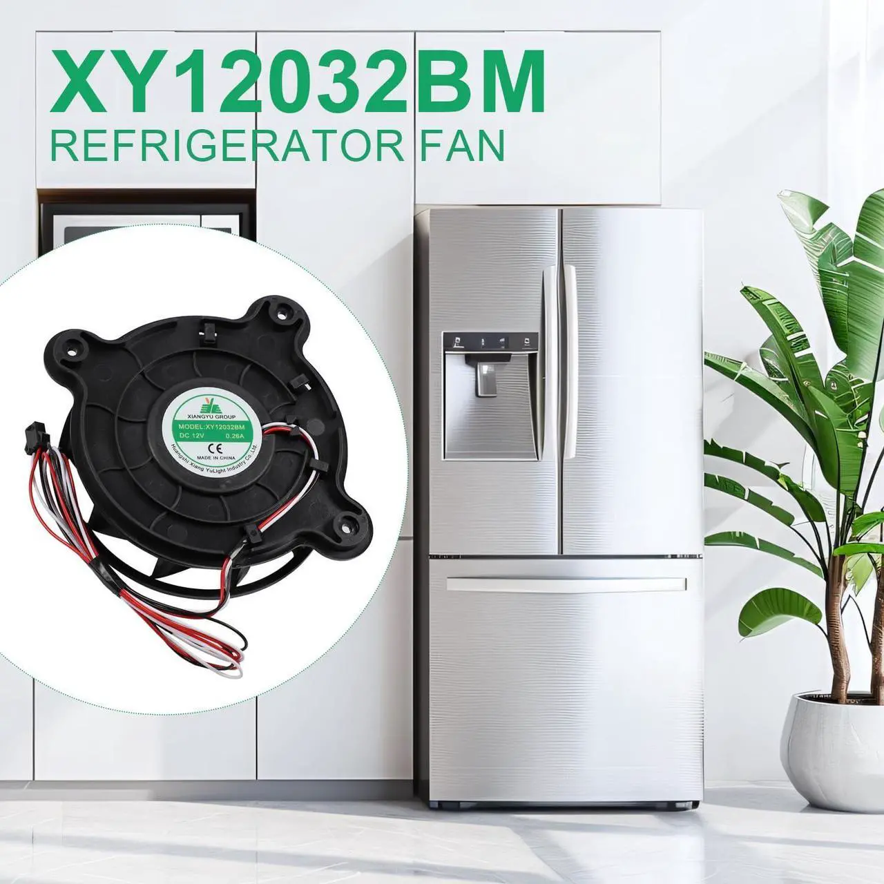 Alt view image 2 of 5 - XY12032BM Refrigerator Fan, XY12032BM Refrigerator Freezing Fan, Fridge Silent Cooling Fan, Refrigeration Silent Exhaust Fan, DC12V 0.26A 120×120×32mm
