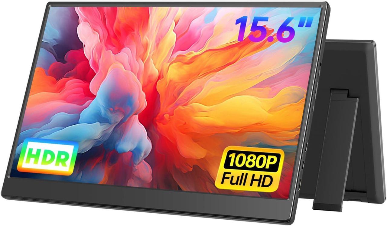 Main image of UFYQL Portable Monitor 15.6-inch FHD 1080P Travel External Monitor,HDR IPS Gaming Monitor with Kickstand &Speakers,VESA Mountable,USB-C HDMI Plug&Play,for Laptop PC Phone PS4/5 Xbox Switch