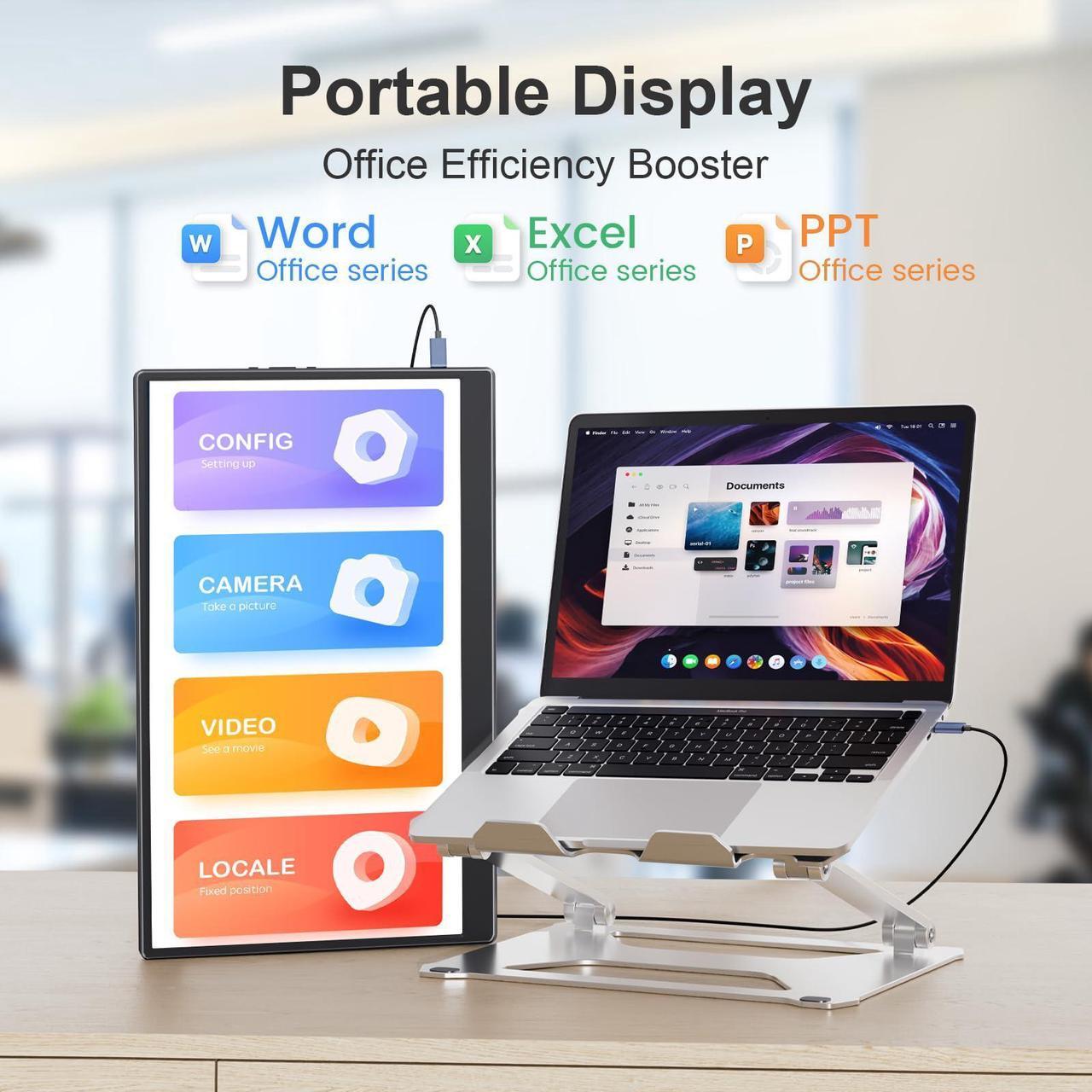 Alt view image 3 of 5 - UFYQL Portable Monitor 15.6-inch FHD 1080P Travel External Monitor,HDR IPS Gaming Monitor with Kickstand &Speakers,VESA Mountable,USB-C HDMI Plug&Play,for Laptop PC Phone PS4/5 Xbox Switch
