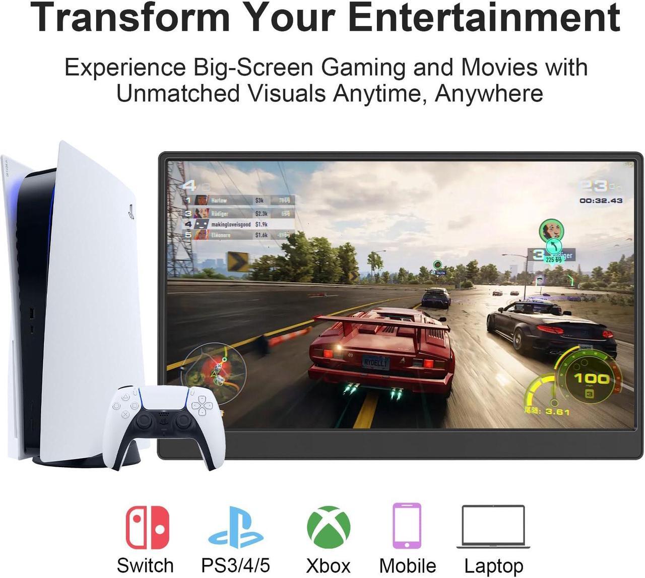 Alt view image 4 of 5 - UFYQL Portable Monitor 15.6-inch FHD 1080P Travel External Monitor,HDR IPS Gaming Monitor with Kickstand &Speakers,VESA Mountable,USB-C HDMI Plug&Play,for Laptop PC Phone PS4/5 Xbox Switch