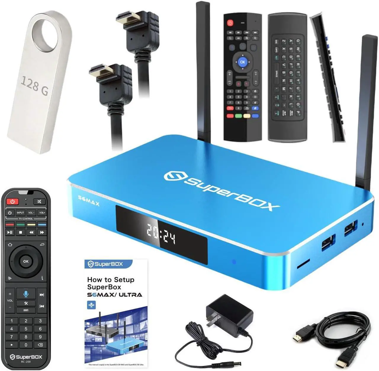 Main image of Authorized Seller: Super S 6-MAX with Voice Remote, 128GB USB Flash Drive, Voice Remote Keyboard, Angled HDMI Cabel, Instruction Manual