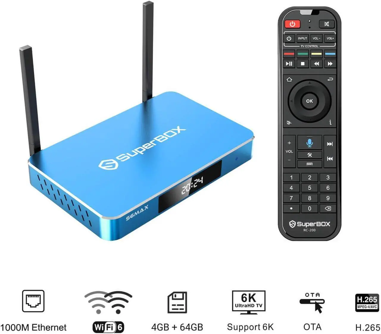Alt view image 2 of 5 - Authorized Seller: Super S 6-MAX with Voice Remote, 128GB USB Flash Drive, Voice Remote Keyboard, Angled HDMI Cabel, Instruction Manual