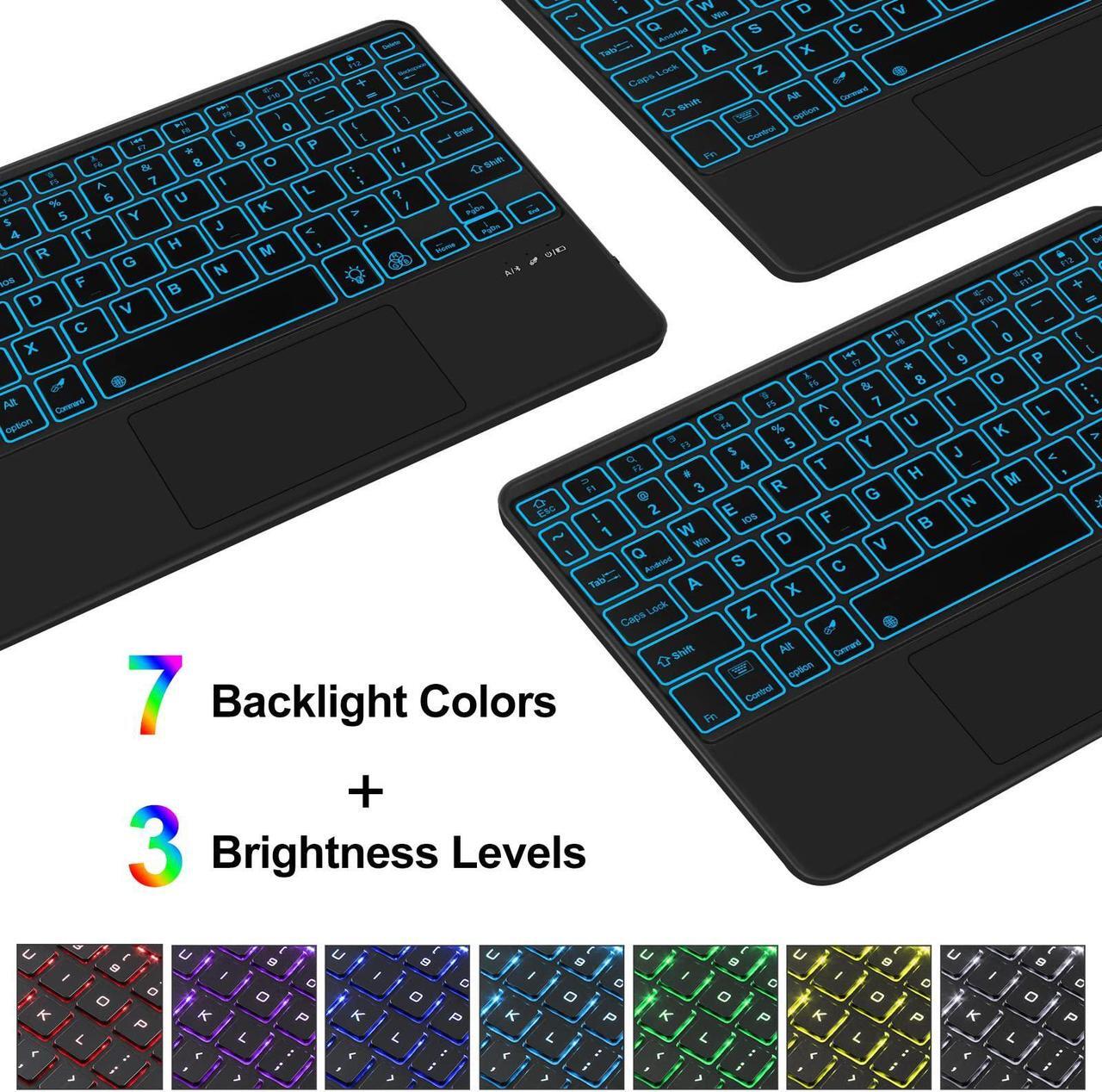 Alt view image 4 of 5 - YEHOBU iPad 10th Generation Case with Keyboard 10.9 inch 2022-7 Color Backlight Keyboard- Detachable Bluetooth Keyboard for iPad Keyboard 10th Gen, Slim Cover with Pencil Holder