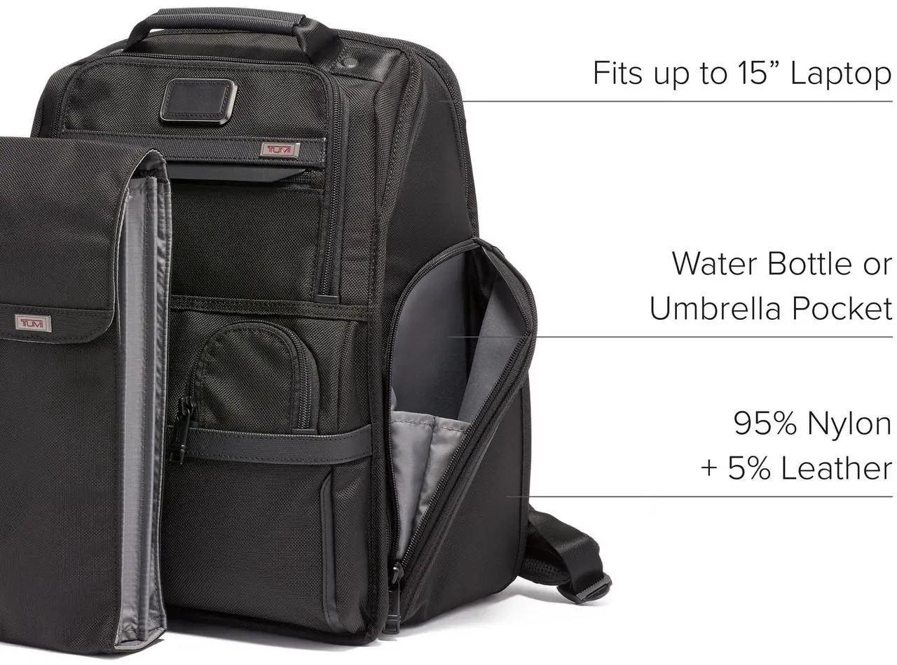Alt view image 5 of 5 - TUMI - Alpha Compact Laptop Bag Brief Pack - Travel Laptop Backpack for Business Tracer - Ballistic Nylon - Black