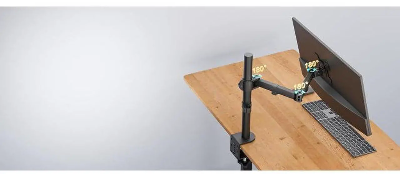 Alt view image 4 of 5 - Gladiator Joe Heavy Duty Single/one Desktop Monitor Mount/arm VESA Compatible | Fully Adjustable articulating arm | Supports Heavy Monitors | 17to 32 inch | 18 lb