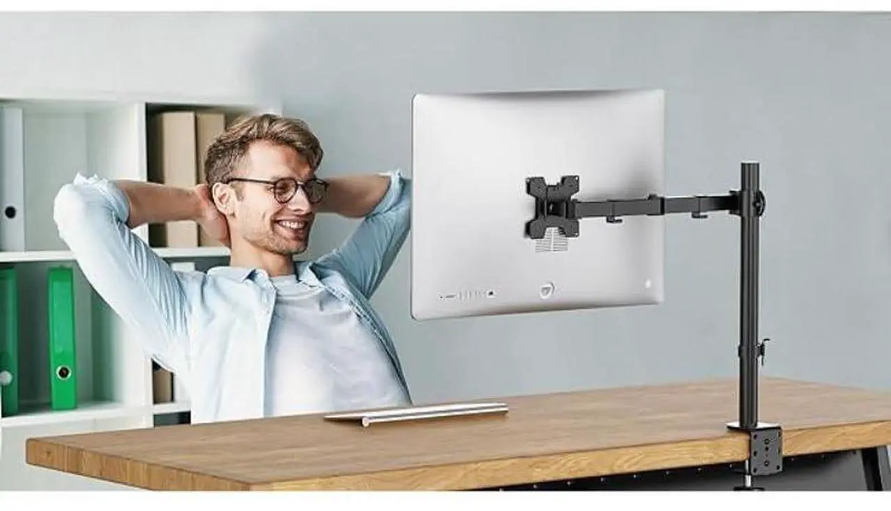 Alt view image 5 of 5 - Gladiator Joe Heavy Duty Single/one Desktop Monitor Mount/arm VESA Compatible | Fully Adjustable articulating arm | Supports Heavy Monitors | 17to 32 inch | 18 lb