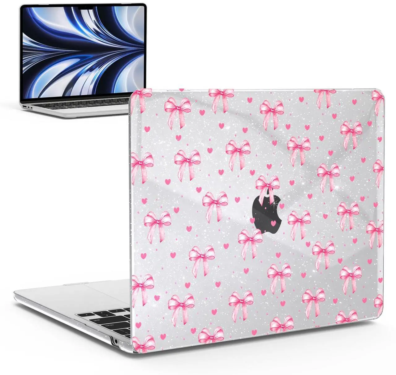 Main image of IBENZER Compatible with 2024 2023 2022 MacBook Air 13 inch Case M3 A3113 M2 A2681, Hard Shell Case for Mac Air 13.6, Bow, AT13-KK-BOW