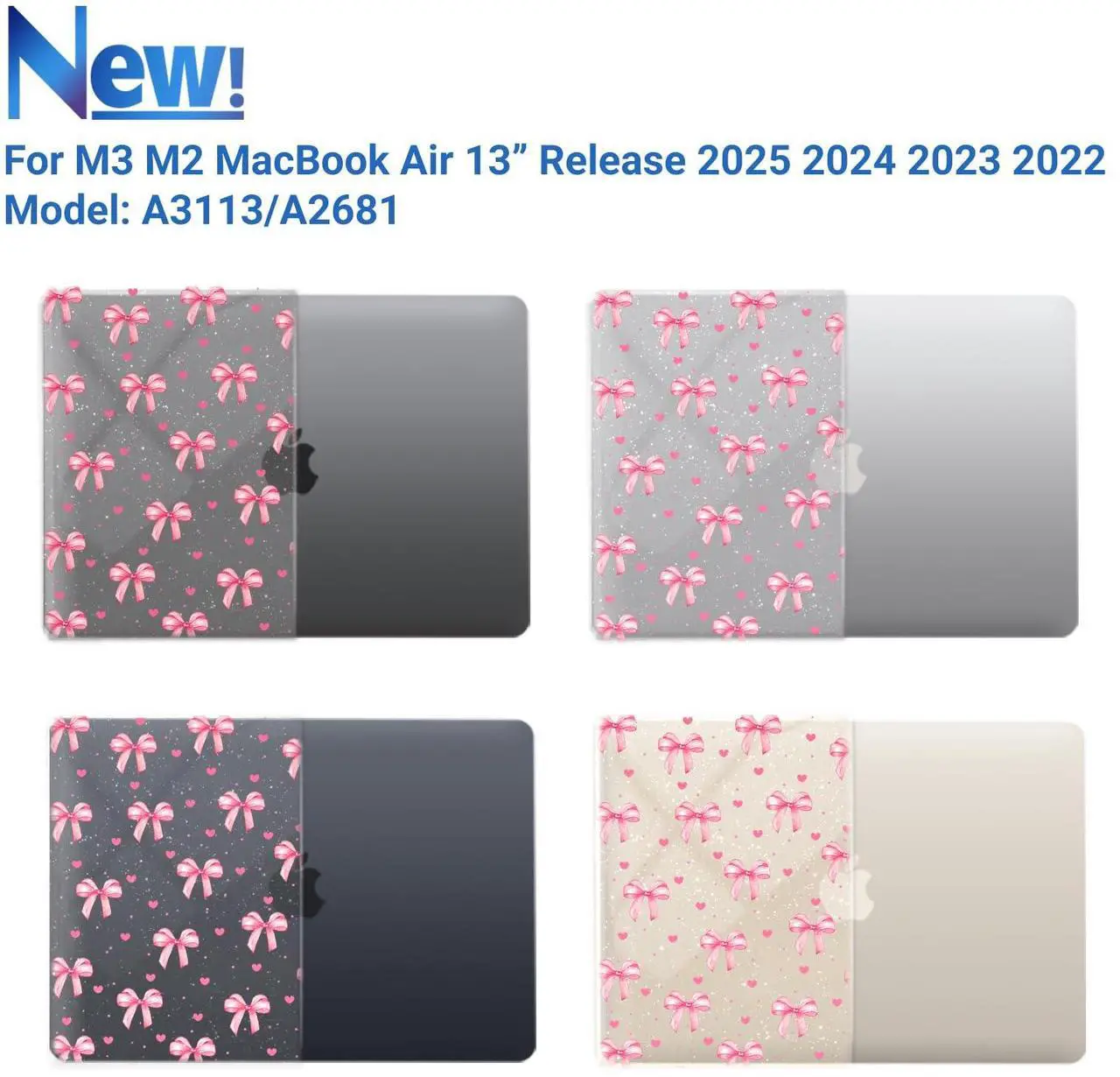 Alt view image 4 of 5 - IBENZER Compatible with 2024 2023 2022 MacBook Air 13 inch Case M3 A3113 M2 A2681, Hard Shell Case for Mac Air 13.6, Bow, AT13-KK-BOW